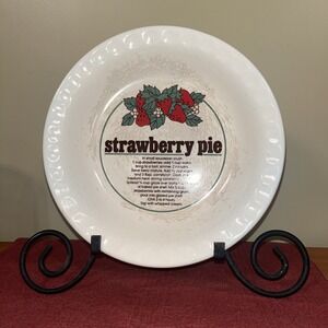 10" Vintage Strawberry Pie Recipe Ceramic Pie Plate